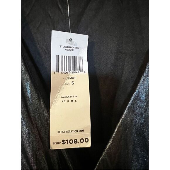 BCBGeneration Women’s Small Metallic Iridescent Surplice Sheath Mini Dress NWT - Picture 10 of 13